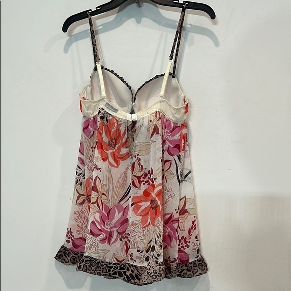 Vintage Bisou Bisou Floral Leopard mini Chemise slip medium women’s Y2K - Picture 6 of 6